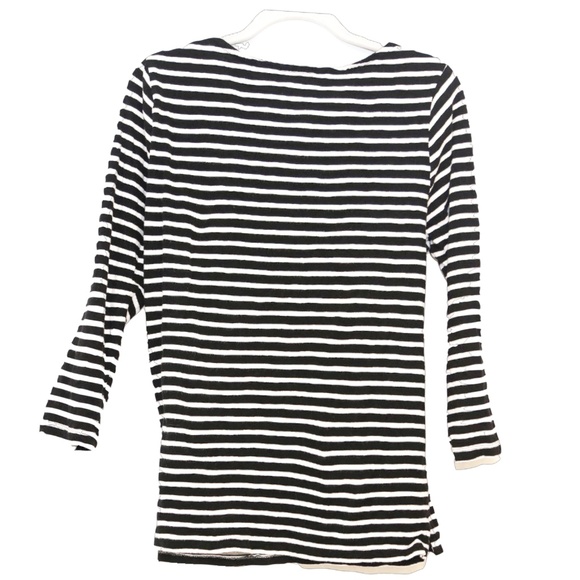 Old Navy Black and White Striped 3/4 Sleeve Shirt - Picture 3 of 3